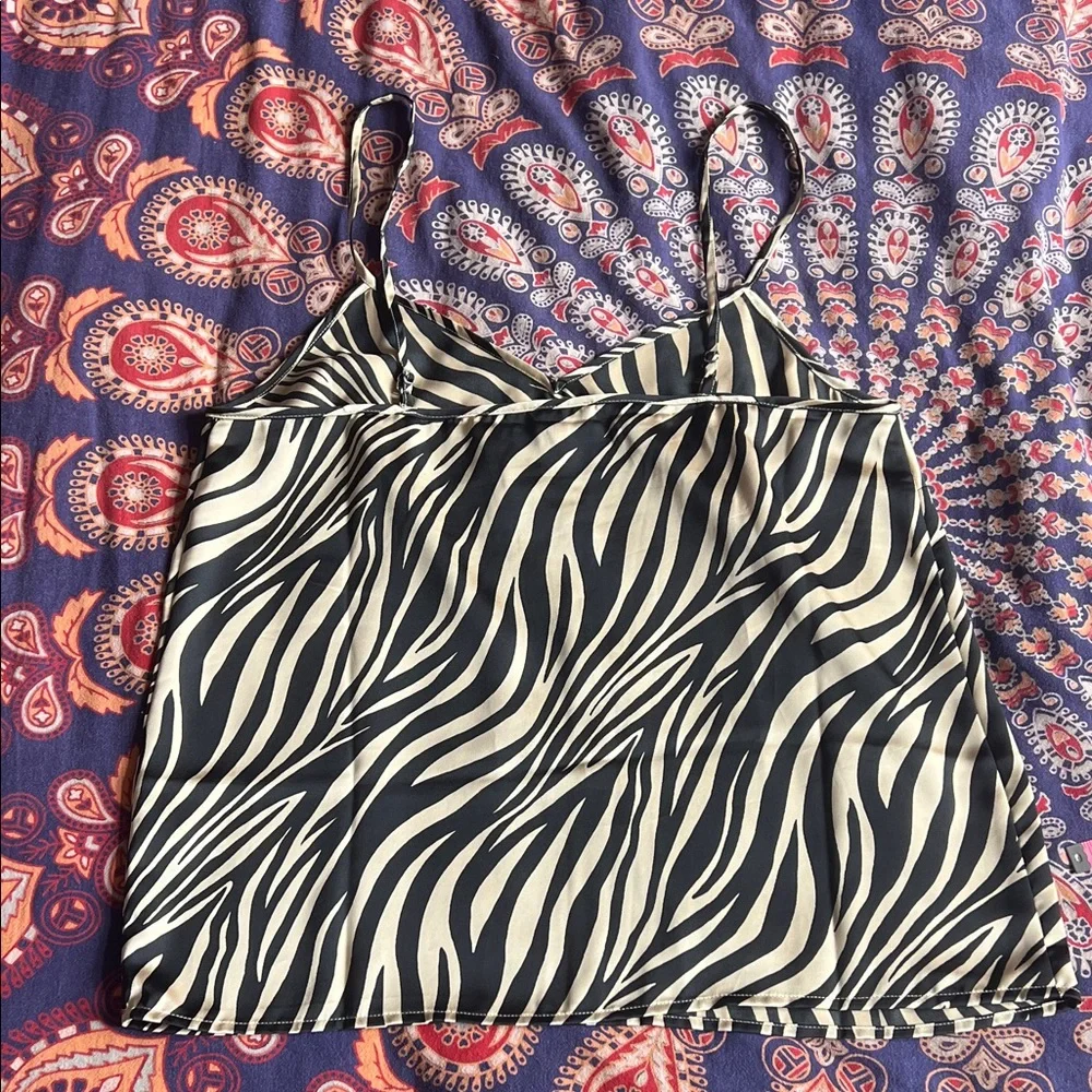 J. Crew Black and Cream Zebra Camisole